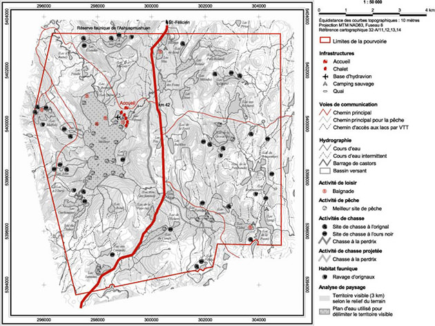 Carte du territoire de la pourvoirie Club Colonial